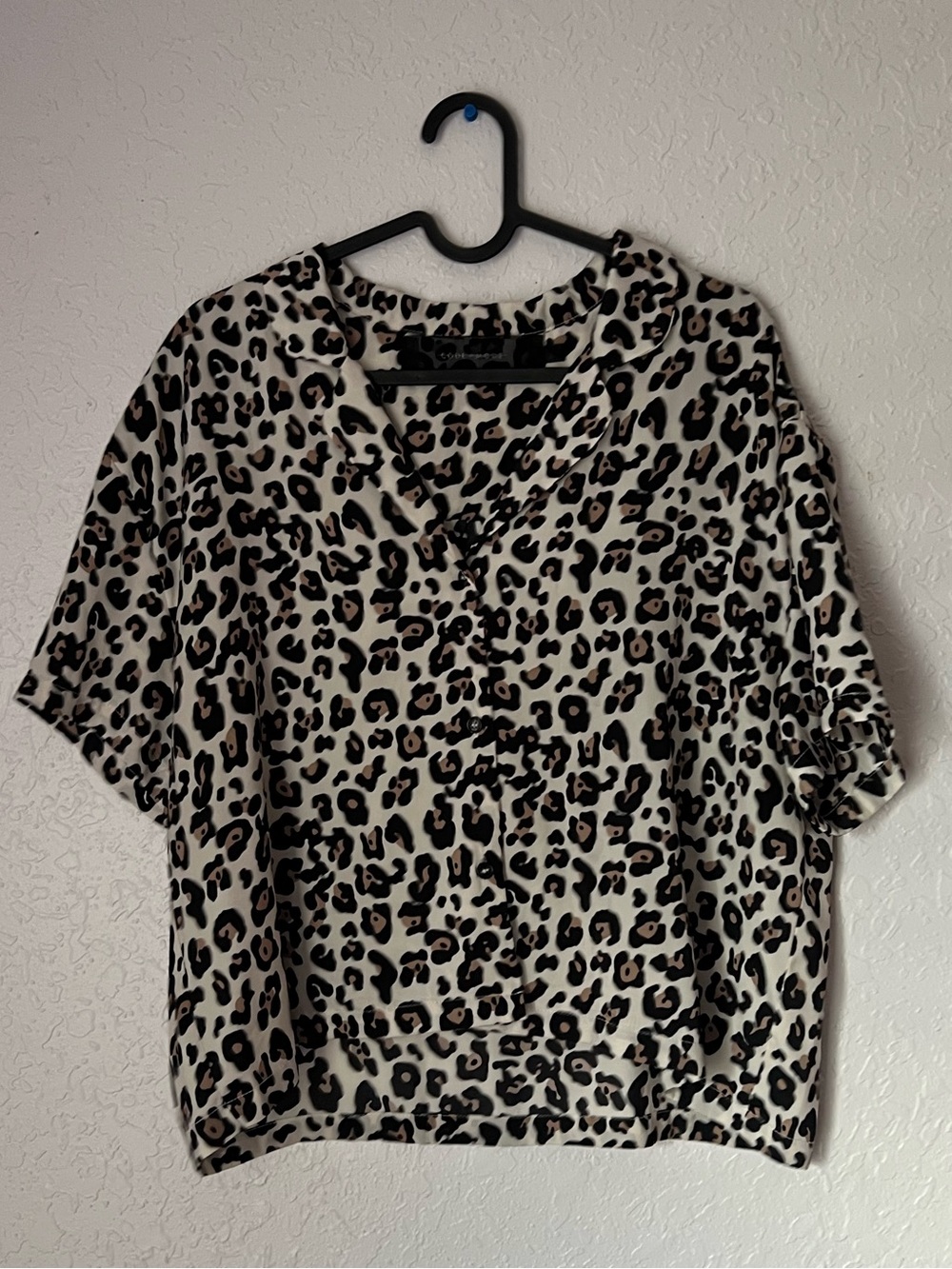 Nordstrom Leopard Print V-Neck Blouse - Black & Cream